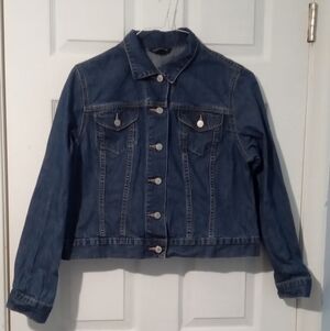 Lands' End Classic Trucker Style Blue Denim Jacket
